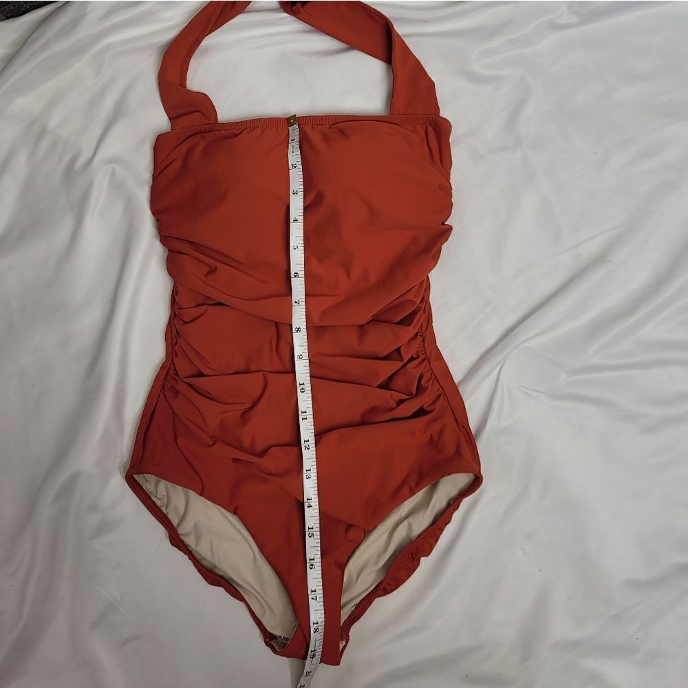 NEW Hermoza fire‎ orange halter tie Marilyn one piece tummy control swimsuit 4 - Picture 11 of 13
